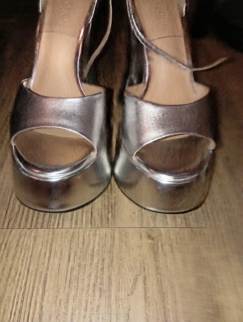Charles & Keith Metallic Silver Platform Sandals Size 35